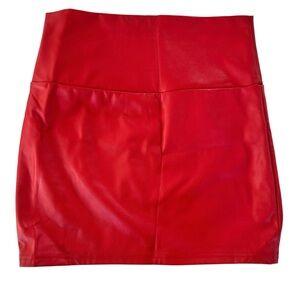 2/$15 Women's Red Faux Leather Skirt